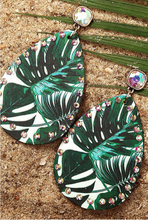 Load image into Gallery viewer, CALM BEFORE THE STORM TURTLE LEAF GREEN WATER DROP EARRINGS