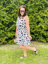 Load image into Gallery viewer, THE KEY TO HAPPINESS WHITE LEOPARD ANIMAL PRINT DRESS