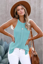 Load image into Gallery viewer, SOUTHERN MOONLIGHT SKY BLUE KEYHOLE KNIT TANK TOP