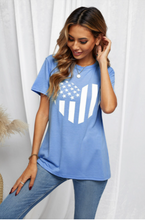 Load image into Gallery viewer, AMERICAN FLAG SKY BLUE GRAPHIC TEE
