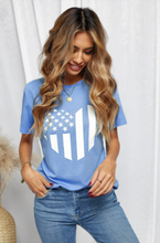 Load image into Gallery viewer, AMERICAN FLAG SKY BLUE GRAPHIC TEE
