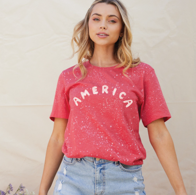 ALL AMERICAN HEATHER RED GRAPHIC TEE