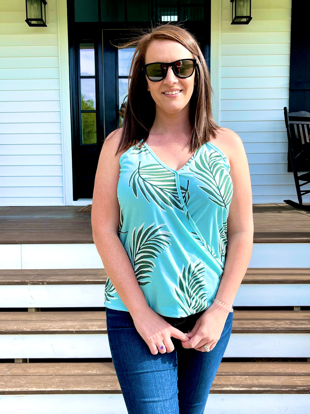 PATH TO THE TROPICS MINT PALM TANK TOP