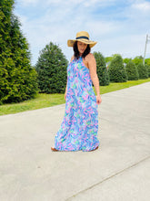 Load image into Gallery viewer, SPRING IS CALLING PINK/SKY FLORAL PRINT MAXI
