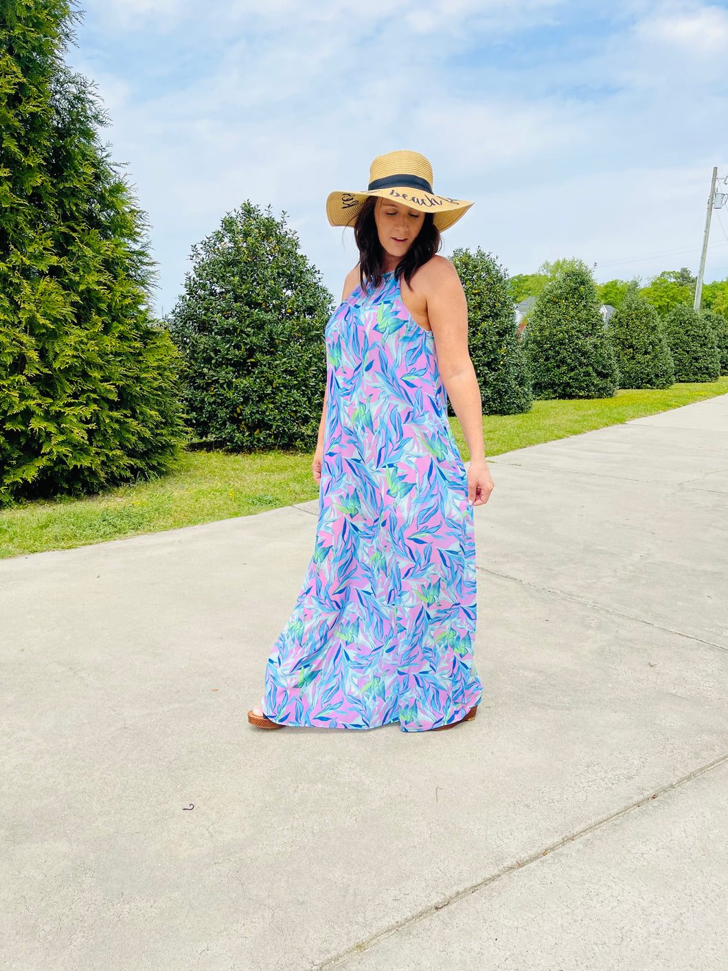 SPRING IS CALLING PINK/SKY FLORAL PRINT MAXI