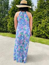 Load image into Gallery viewer, SPRING IS CALLING PINK/SKY FLORAL PRINT MAXI
