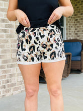 Load image into Gallery viewer, LET&#39;S GO BAREFOOT DISTRESSED LEOPARD PRINT SHORTS
