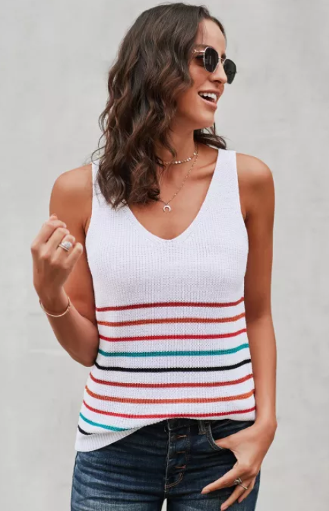 LOVE YOU ALWAYS WAFFLE KNIT TANK TOP