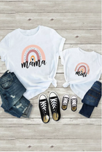 Load image into Gallery viewer, MAMA RAINBOW WHITE GRAPHIC TEE
