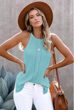 Load image into Gallery viewer, SOUTHERN MOONLIGHT SKY BLUE KEYHOLE KNIT TANK TOP
