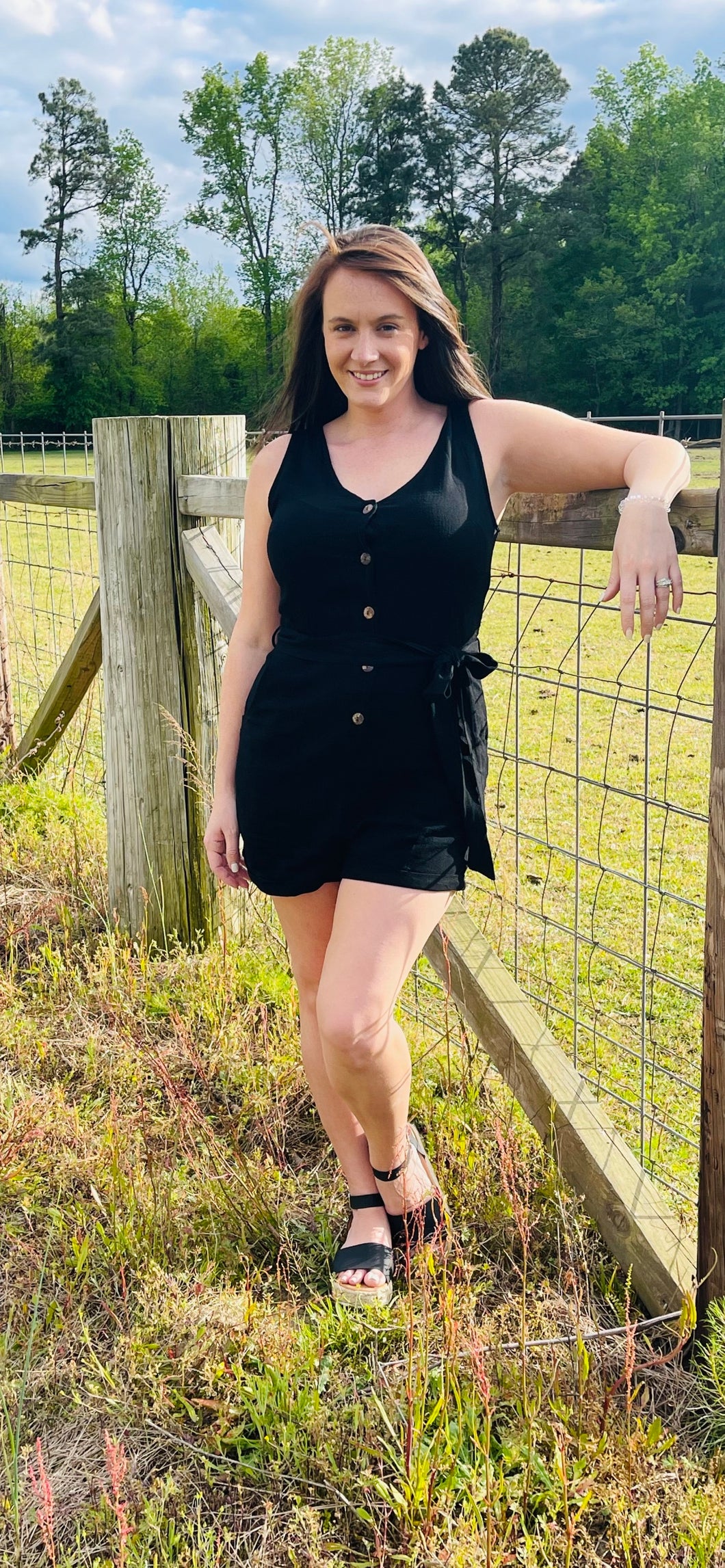 FEELS LIKE FOREVER ROMPER BLACK