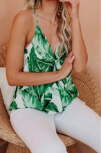 Load image into Gallery viewer, I&#39;LL BE IN THE TROPICS GREEN PALM LEAF TANK TOP
