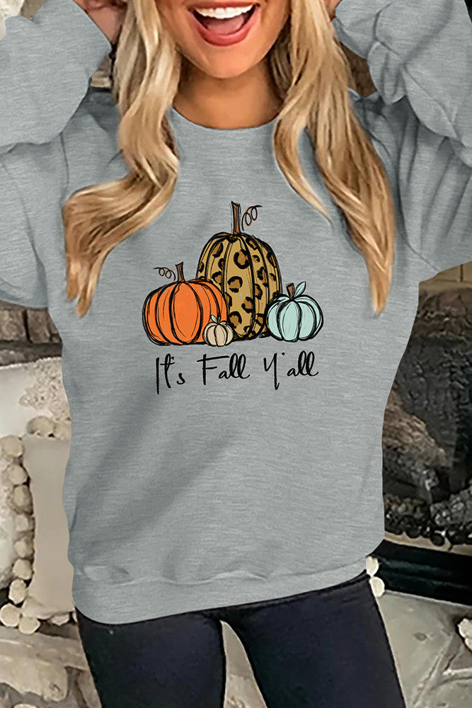 IT'S FALL YALL MULTI COLORED PUMPKIN SWEATSHIRT